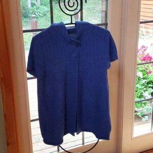 Izod Knitted Split Button Collared Sz. M Short Sleeve Sz. M Blue Cardigan